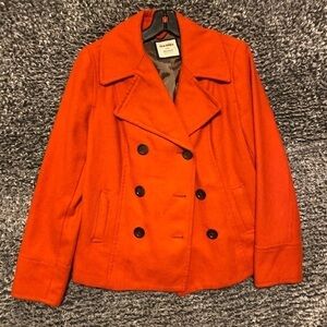 EUC Womens Old Navy Orange Wool Coat US Size Medium